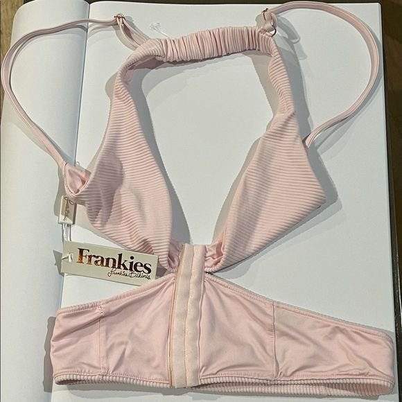 NWT Frankie’s Bikinis Melrose Ribbed Top Rose Water Light Pink Medium TOP ONLY - Picture 6 of 10